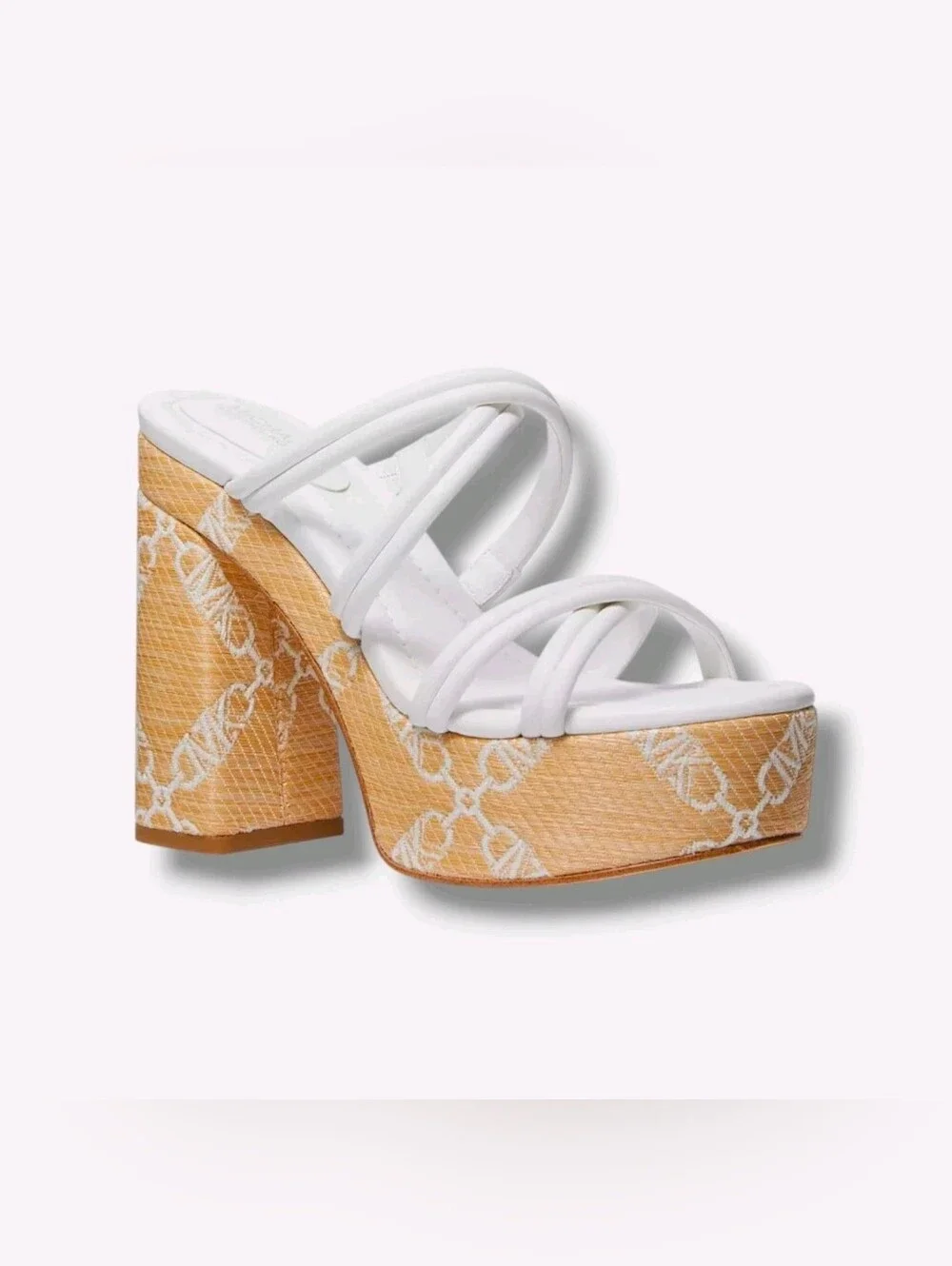 Michael Kors 'Corrine' White Strappy Signature Platform Sandals